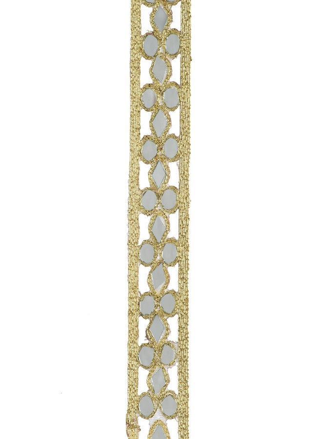 CORIOX Shiny Mirror Lace 9 Meter Border for Dresses, Sarees, Suits, Blouses, Dupattas, Bags, Art and Craft. (Gold) - Image 4